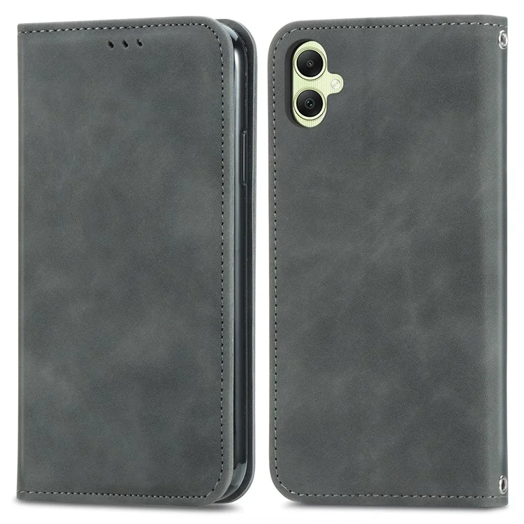Für Samsung Galaxy A06 Case Skin Touch Feeling Leder Brieftasche Telefonabdeckung Magnetische Absorption - Grau