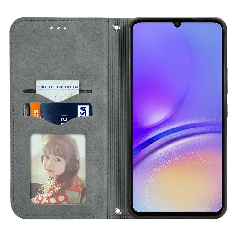 Für Samsung Galaxy A06 Case Skin Touch Feeling Leder Brieftasche Telefonabdeckung Magnetische Absorption - Grau