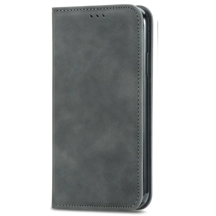 Für Samsung Galaxy A06 Case Skin Touch Feeling Leder Brieftasche Telefonabdeckung Magnetische Absorption - Grau