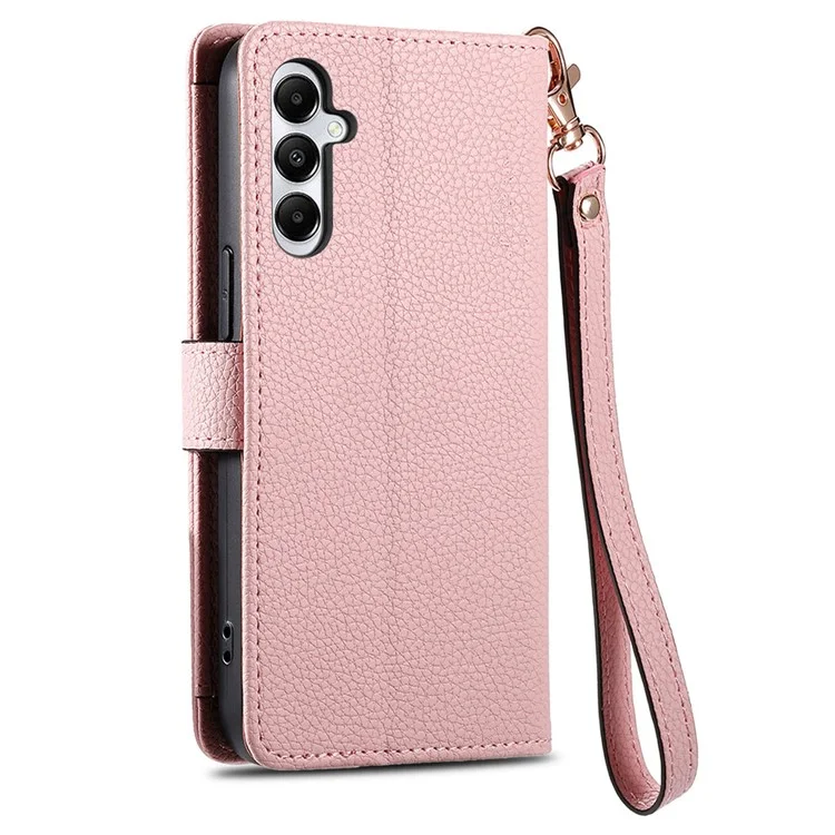 Für Samsung Galaxy A06 Case RFID Blockierende Reißverschluss -taschen -leder -brieftasche Telefonabdeckung - Rosa