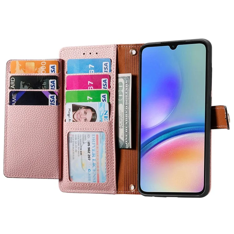 Für Samsung Galaxy A06 Case RFID Blockierende Reißverschluss -taschen -leder -brieftasche Telefonabdeckung - Rosa