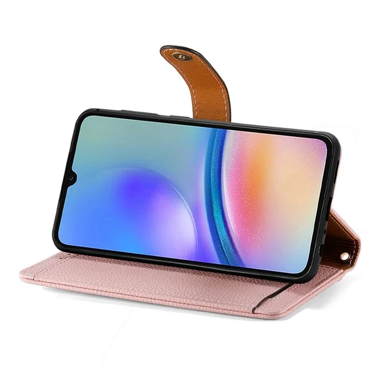 Für Samsung Galaxy A06 Case RFID Blockierende Reißverschluss -taschen -leder -brieftasche Telefonabdeckung - Rosa