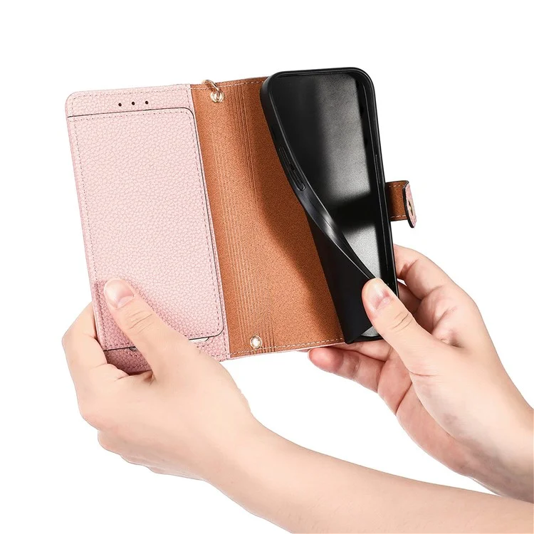 Für Samsung Galaxy A06 Case RFID Blockierende Reißverschluss -taschen -leder -brieftasche Telefonabdeckung - Rosa