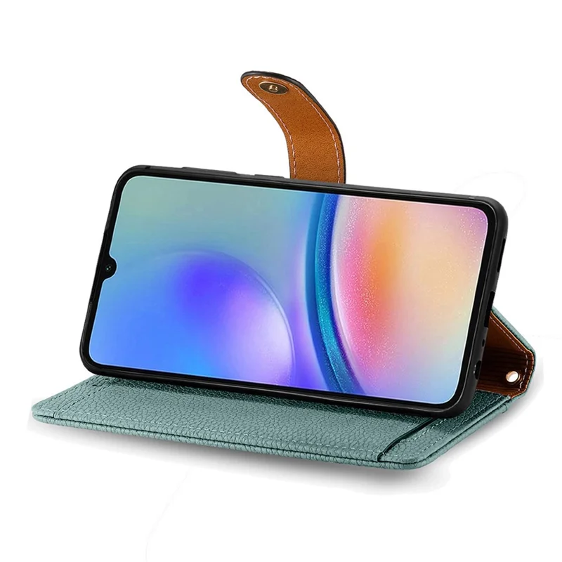 For Samsung Galaxy A06 4G Case RFID Blocking Zipper Pocket Leather Wallet Phone Cover - Green