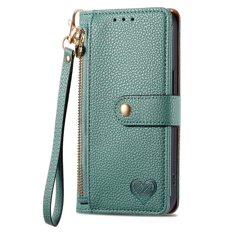 For Samsung Galaxy A06 4G Case RFID Blocking Zipper Pocket Leather Wallet Phone Cover - Green