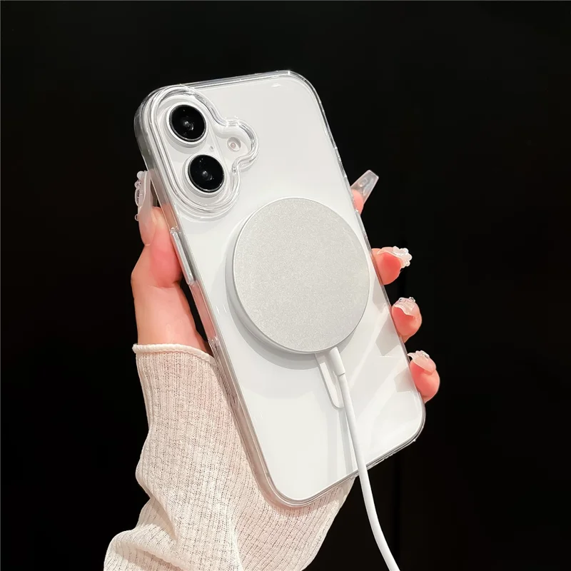 Für iPhone 16 Case kompatibel mit MagSafe Schutzhülle aus TPU+PC - Weiß
