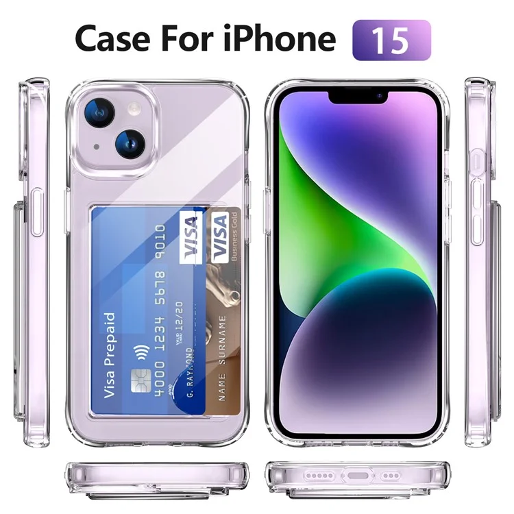 Чехол для iPhone 15 из защитного ТПУ с держателем для карт