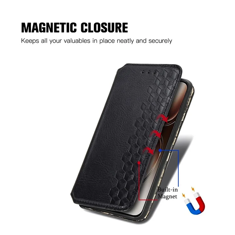 Per OnePlus Nord 4 Case Rhombus Imprint PU Leather Wallet Phone Cover - Nero