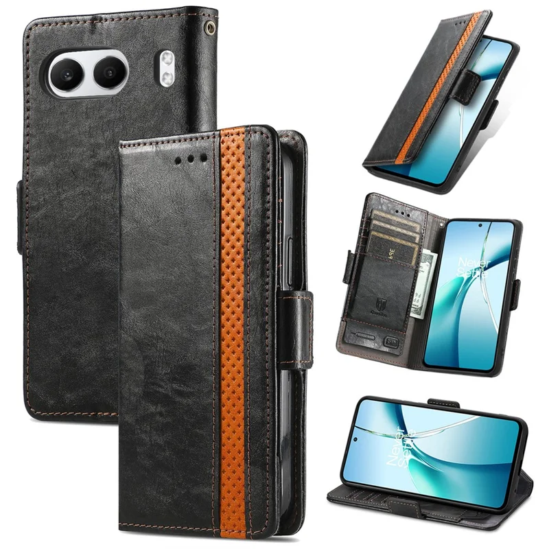 Серия Caseneo 002 Для OnePlus Nord 4 Case Stand Wallet Splising Cover Cover Cover - Черный