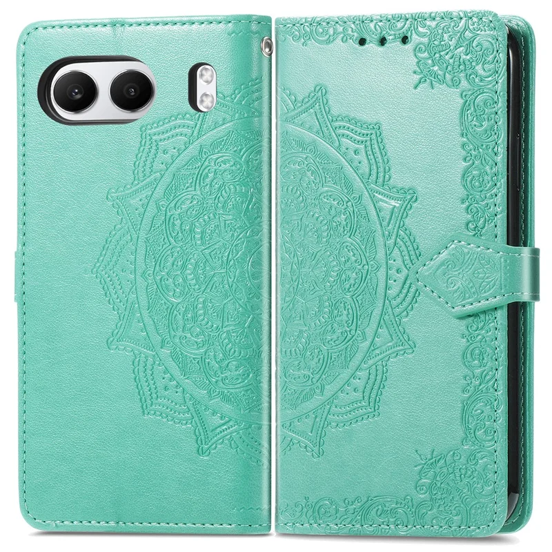 For OnePlus Nord 4 Case Mandala Embossed Design Leather Wallet Phone Cover - Green