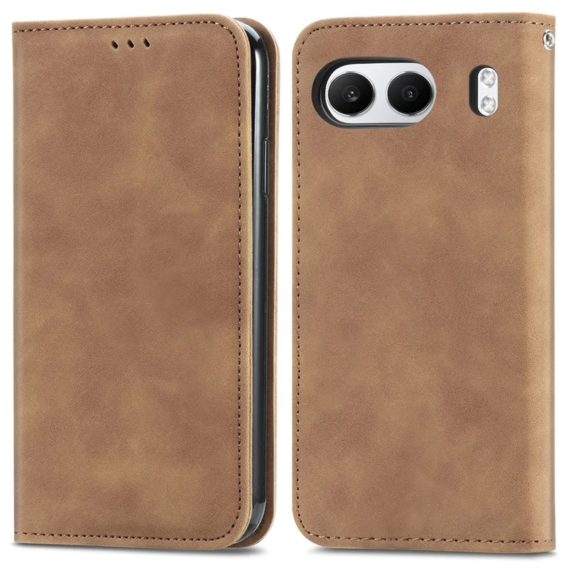 For OnePlus Nord 4 Leather Case with Card Holder Magnetic Absorption Phone Cover - Brown
