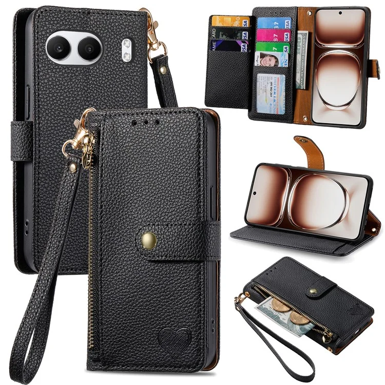 Per OnePlus Nord 4 Case RFID Blocking Zipper Pocket Leather Wallet Phone Cover - Nero