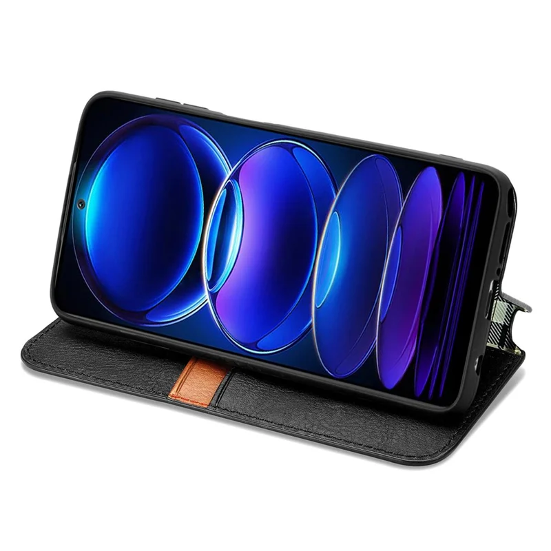 For HMD Pulse Pro PU Leather Case Rhombus Imprint Wallet Stand Phone Cover - Black