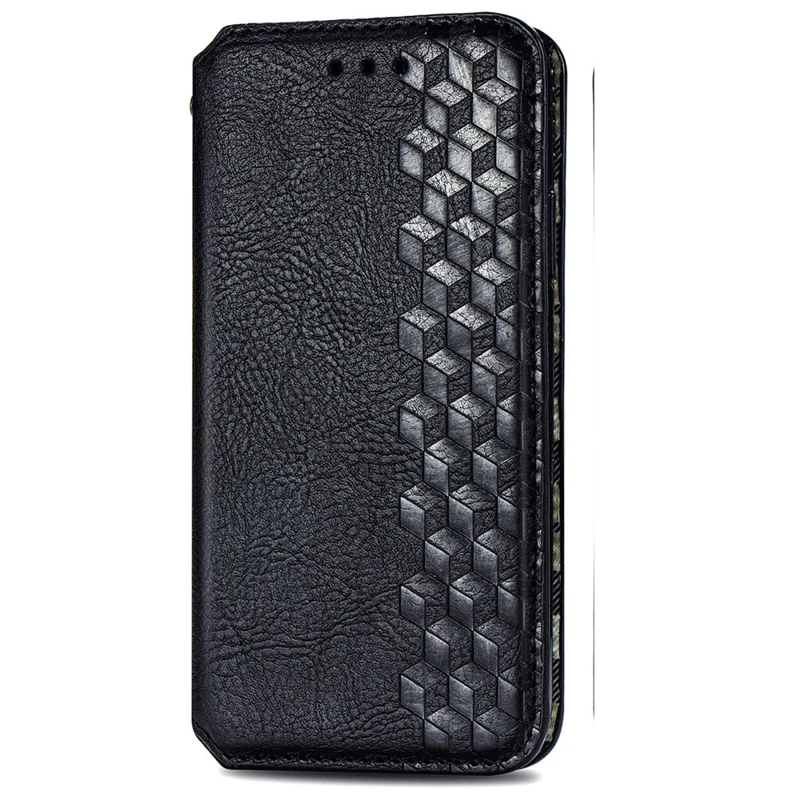 For HMD Pulse Pro PU Leather Case Rhombus Imprint Wallet Stand Phone Cover - Black