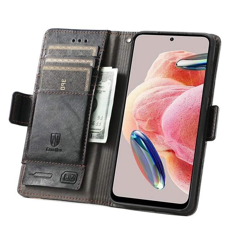 Caseneo 002 -serie Für HMD Pulse Pro Case Stand Wallet Spleißen PU Lederabdeckung - Schwarz
