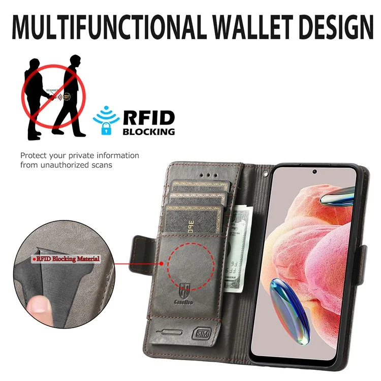 Caseneo 002 -serie Für HMD Pulse Pro Case Stand Wallet Spleißen PU Lederabdeckung - Schwarz