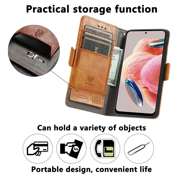 Caseneo 002 -serie Für HMD Pulse Pro Case Stand Wallet Spleißen PU Lederabdeckung - Schwarz