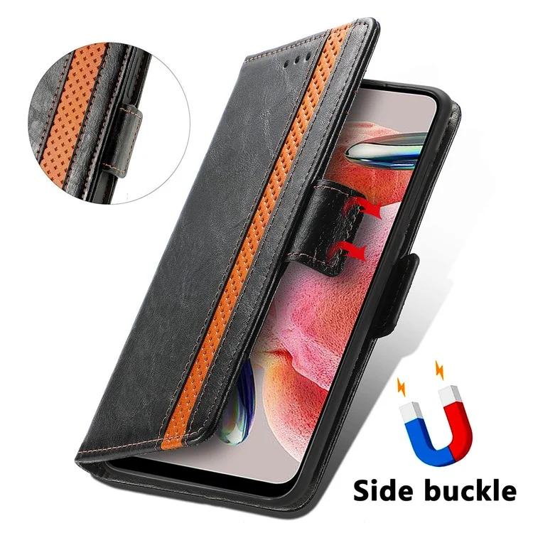Caseneo 002 -serie Für HMD Pulse Pro Case Stand Wallet Spleißen PU Lederabdeckung - Schwarz
