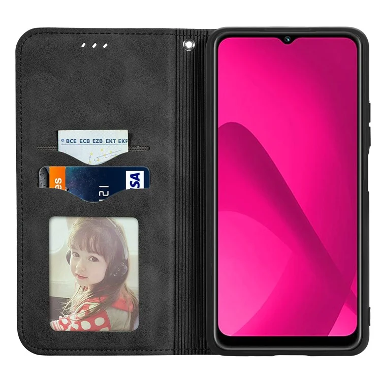 Для HMD Pulse Pro Case Skin Touch Кожаный Кошелек. - Черный