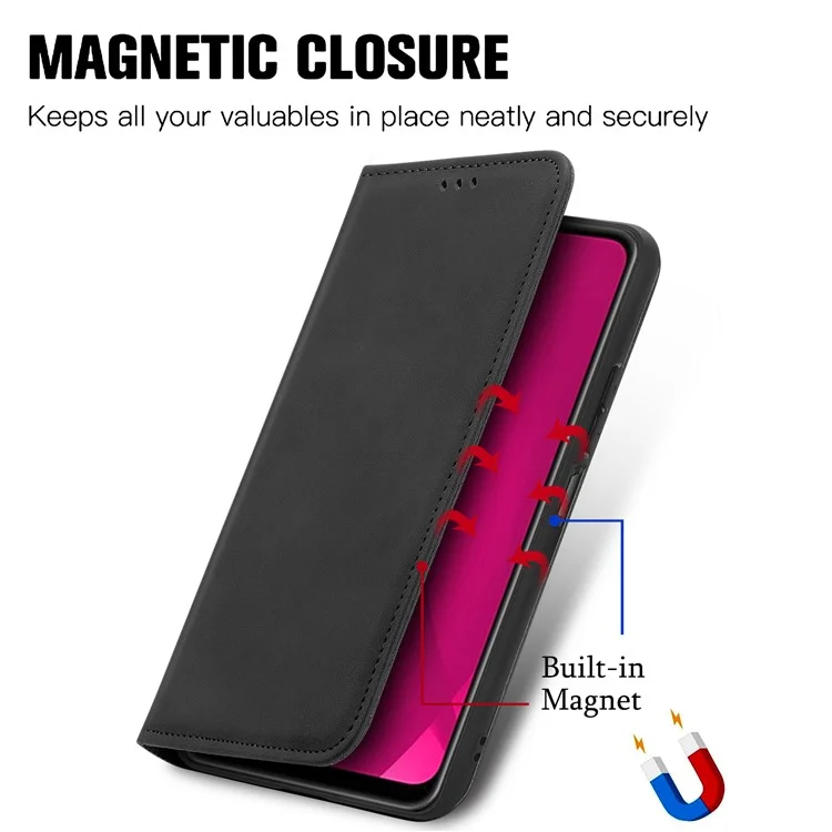 Для HMD Pulse Pro Case Skin Touch Кожаный Кошелек. - Черный