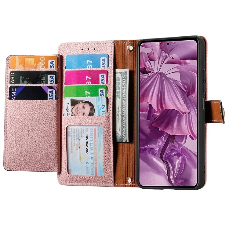 Für HMD Pulse Pro Case RFID Blockieren Sie Reißverschluss in Taschen -leder -brieftasche. - Rosa