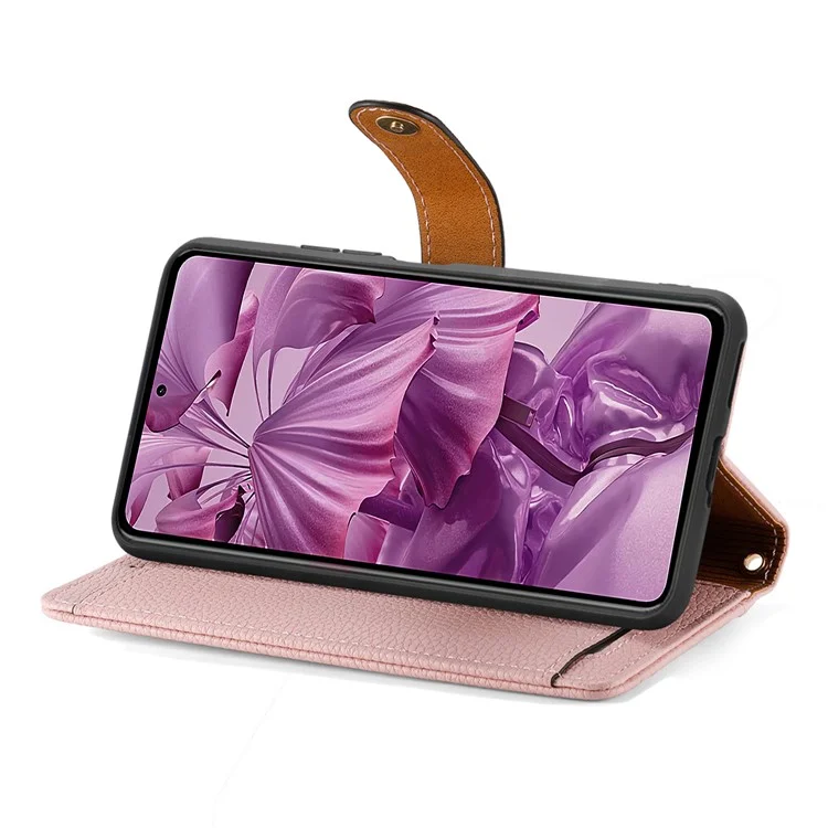 Für HMD Pulse Pro Case RFID Blockieren Sie Reißverschluss in Taschen -leder -brieftasche. - Rosa