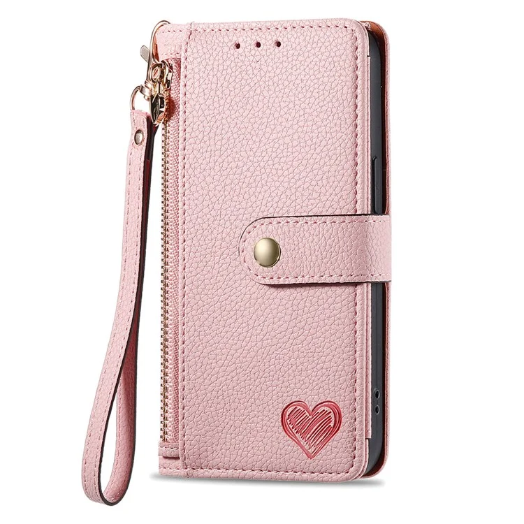 Für HMD Pulse Pro Case RFID Blockieren Sie Reißverschluss in Taschen -leder -brieftasche. - Rosa