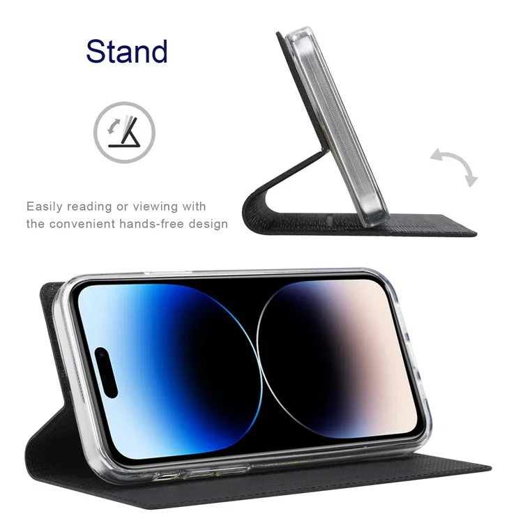 VILI DMX Series pu Leather Case Pour Iphone 14 Pro Max, Magnétique Absorption du Support de Carte à Fente Couverture - le Noir