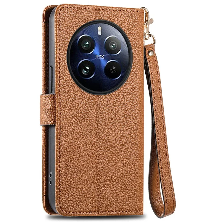 Для Realme 13 4G Case RFID Блокирующая на Молнии на Молнии - Коричневый