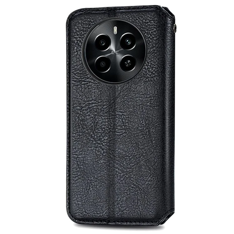 Per Realme 13 4G Case Rhombus Impronta PU Coperchio Polachio di Pafetto - Nero