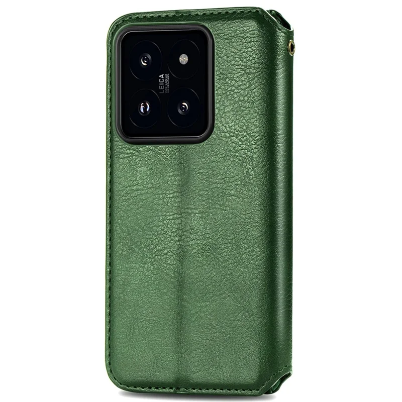 For Xiaomi 14T Pro PU Leather Case Rhombus Imprint Wallet Stand Phone Cover - Green