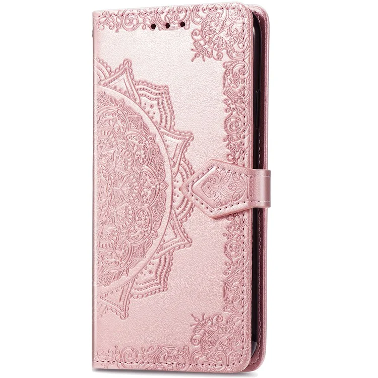 For Xiaomi 14T Pro Case Mandala Embossed Design Leather Wallet Phone Cover - Rose Gold