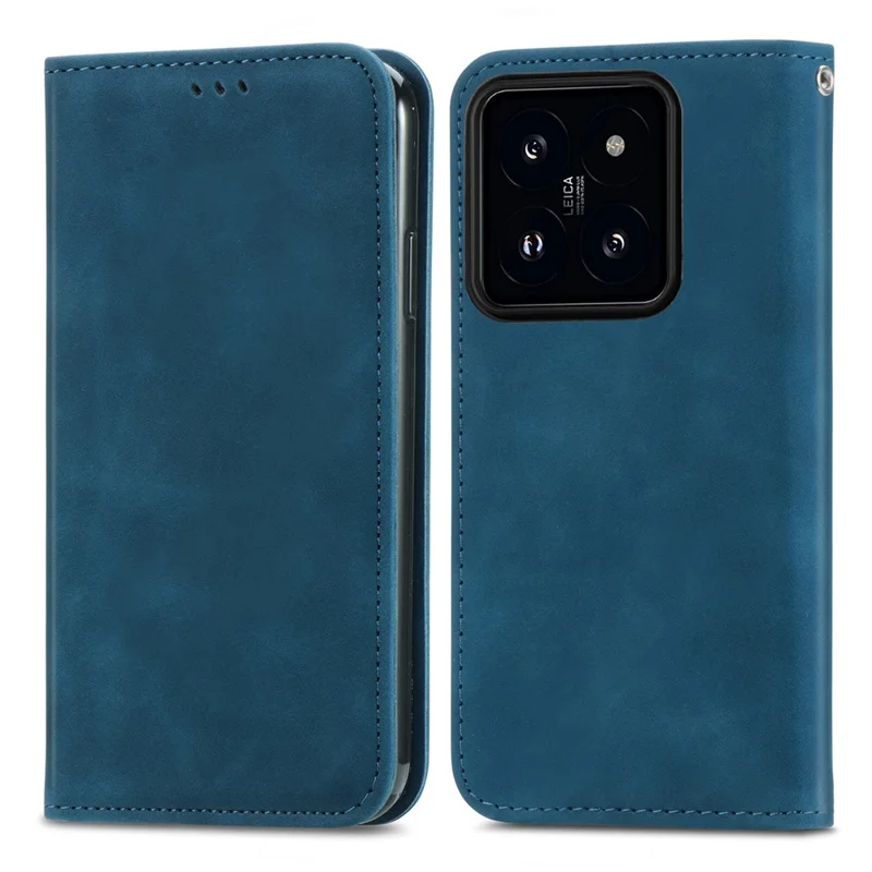 For Xiaomi 14T Pro Leather Case with Card Holder Magnetic Absorption Phone Cover - Dark Blue