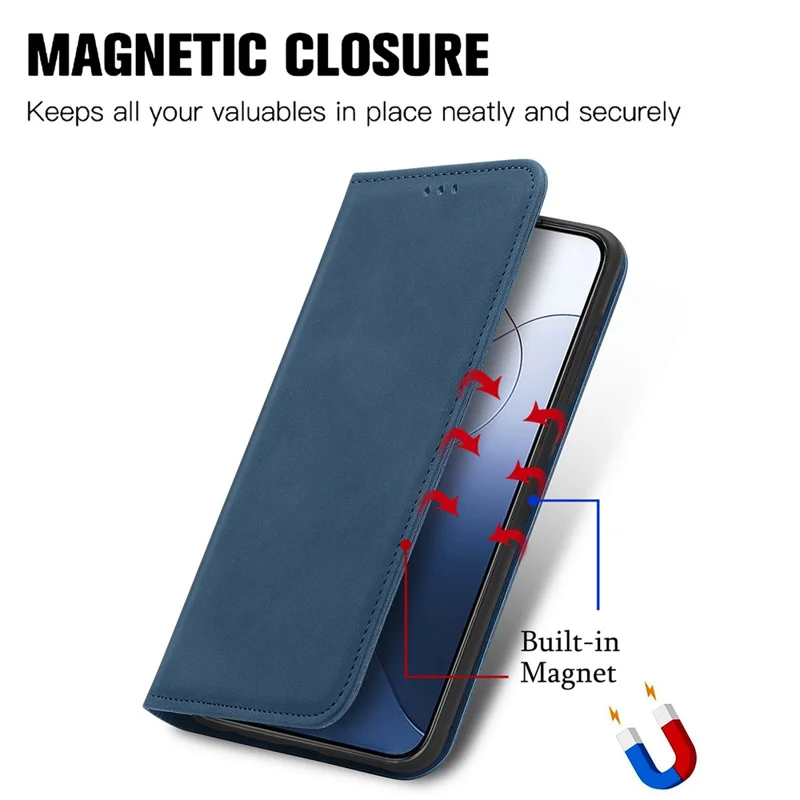 For Xiaomi 14T Pro Leather Case with Card Holder Magnetic Absorption Phone Cover - Dark Blue