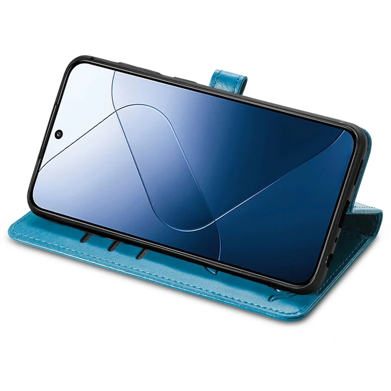 For Xiaomi 14T Pro Leather Wallet Case Flip Phone Cover with Cute Cat Dog Pattern - Blue