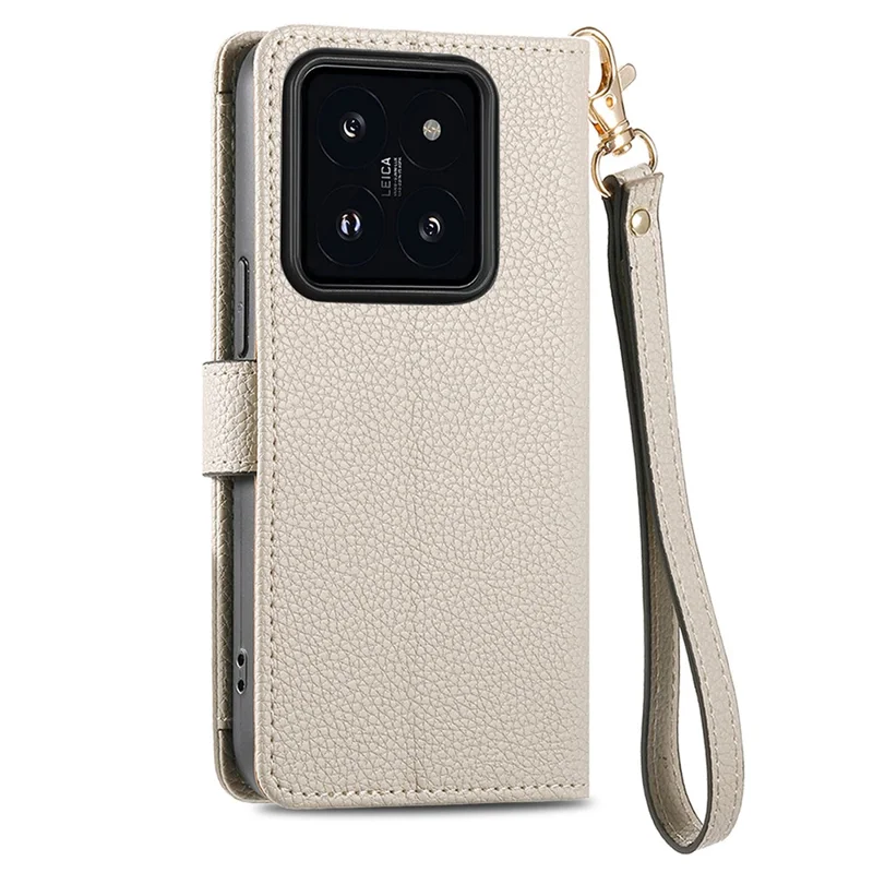 For Xiaomi 14T Pro Case RFID Blocking Zipper Pocket Leather Wallet Phone Cover with Strap - Grey