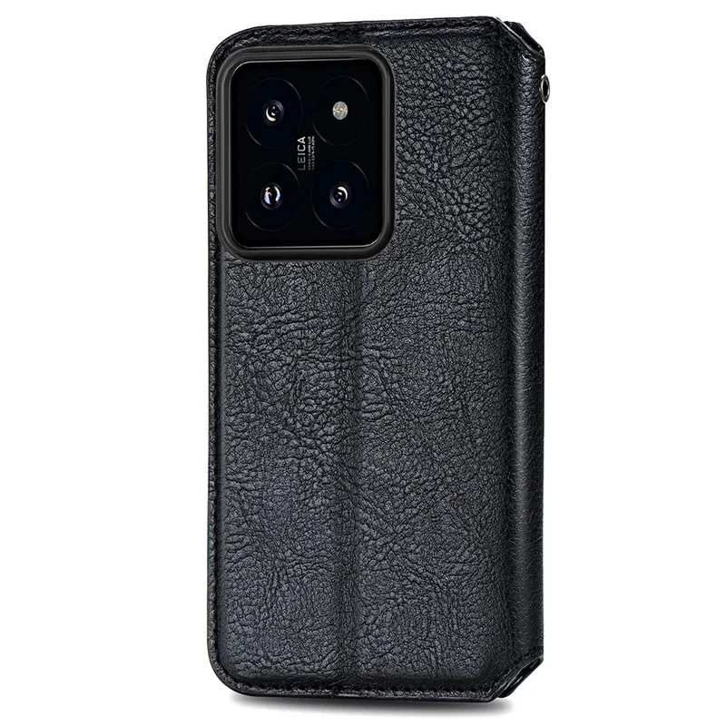 For Xiaomi 14T PU Leather Case Rhombus Imprint Wallet Stand Phone Cover - Black