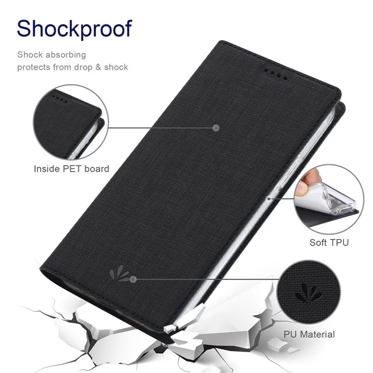 VILI DMX Series for iPhone 14 Pro PU Leather Magnetic Auto-absorbed Case Stand Feature Card Slot Folio Cover - Black