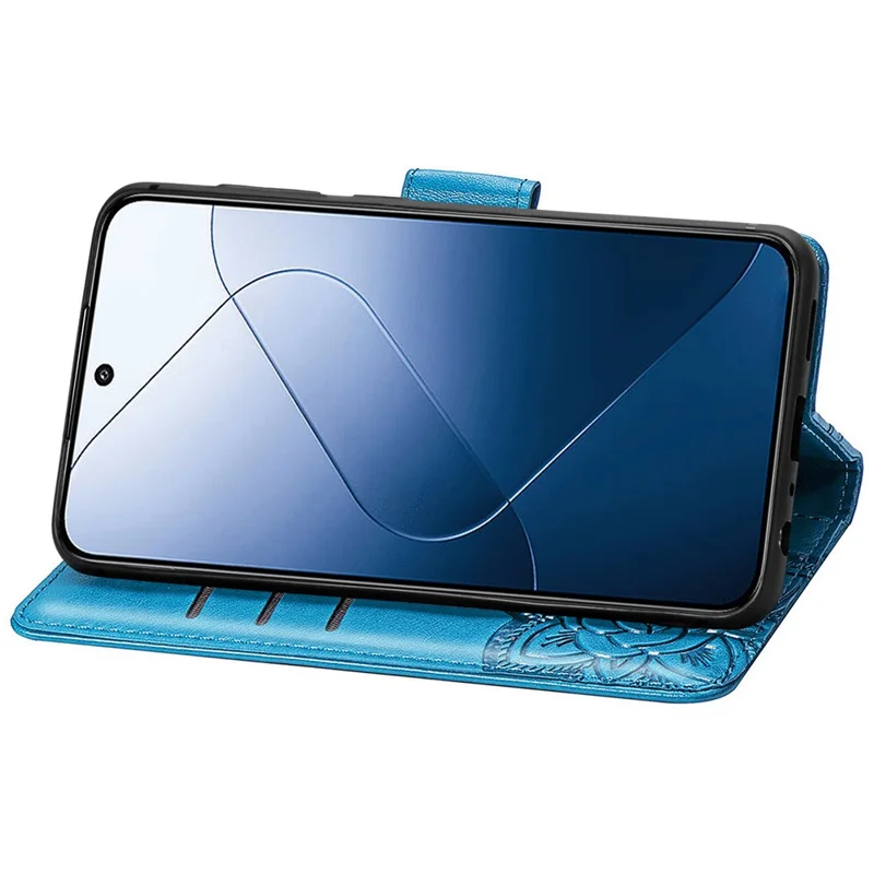For Xiaomi 14T Case PU Leather Wallet Phone Cover Butterfly Pattern - Blue