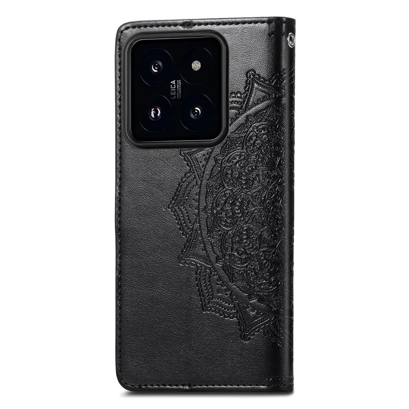 Per Xiaomi 14T Case Mandala Embossed Design Leather Wallet Phone Cover - Nero