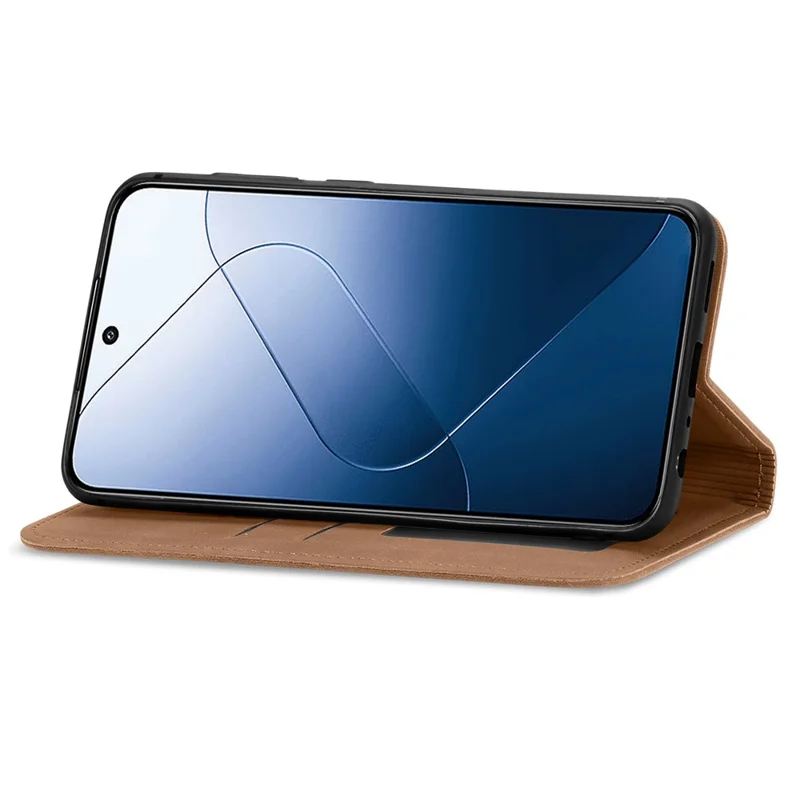 For Xiaomi 14T Leather Case with Card Holder Magnetic Absorption Phone Cover - Brown