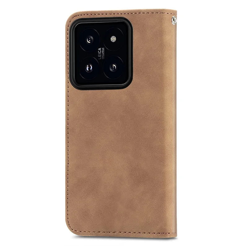 For Xiaomi 14T Leather Case with Card Holder Magnetic Absorption Phone Cover - Brown