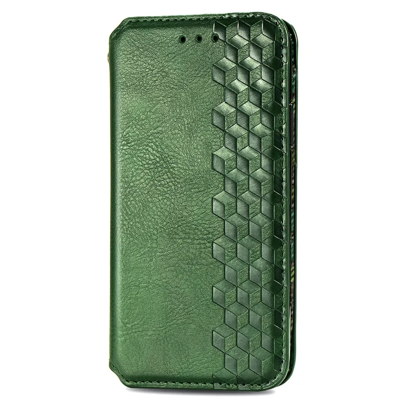 For iPhone 16 Plus PU Leather Case Rhombus Imprint Wallet Stand Phone Cover - Green