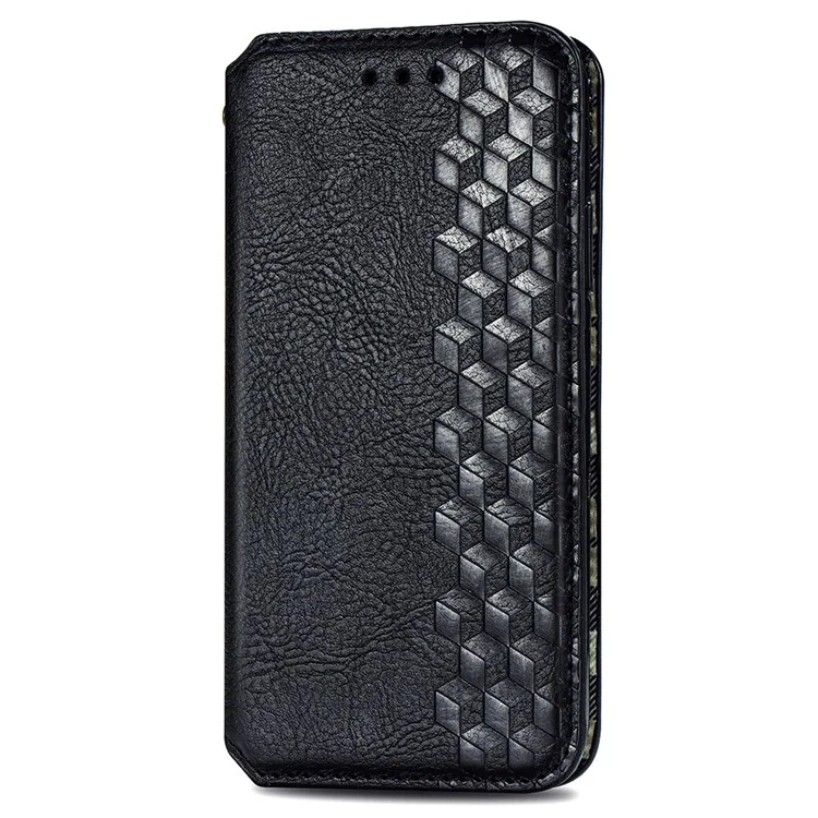 Capa para iPhone 16 Rhombus Imprint PU Leather Wallet Phone Cover - Black