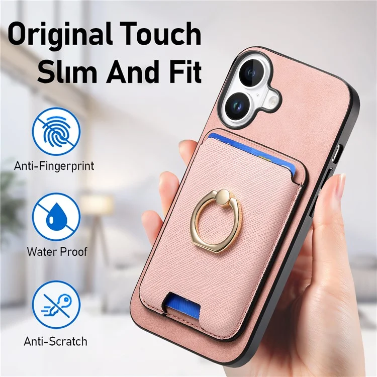 B3 Para Iphone 16 Magnetic Case Leather+tpu Telep Cover Tarjeta Desmontable Bolsa de Tarjeta - Negro