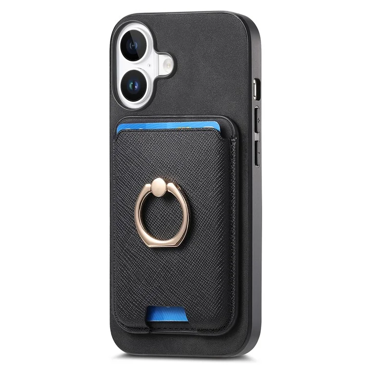 B3 Para Iphone 16 Magnetic Case Leather+tpu Telep Cover Tarjeta Desmontable Bolsa de Tarjeta - Negro