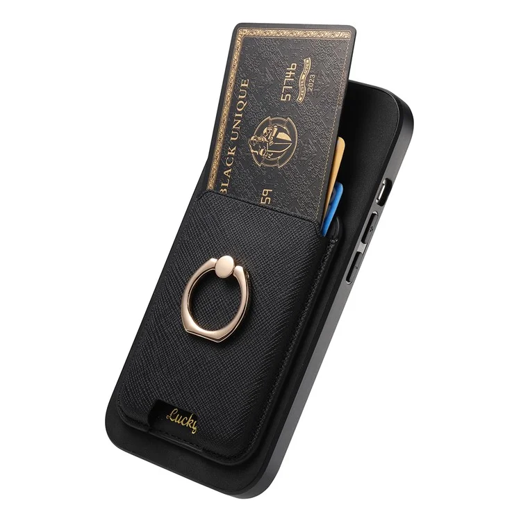B3 Para Iphone 16 Magnetic Case Leather+tpu Telep Cover Tarjeta Desmontable Bolsa de Tarjeta - Negro