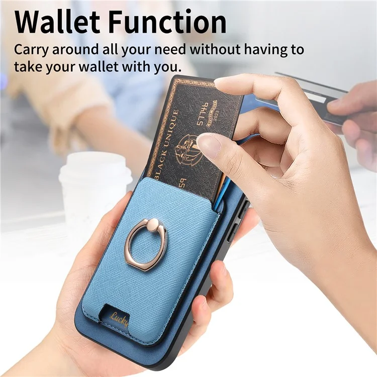B3 Para Iphone 16 Magnetic Case Leather+tpu Telep Cover Tarjeta Desmontable Bolsa de Tarjeta - Negro