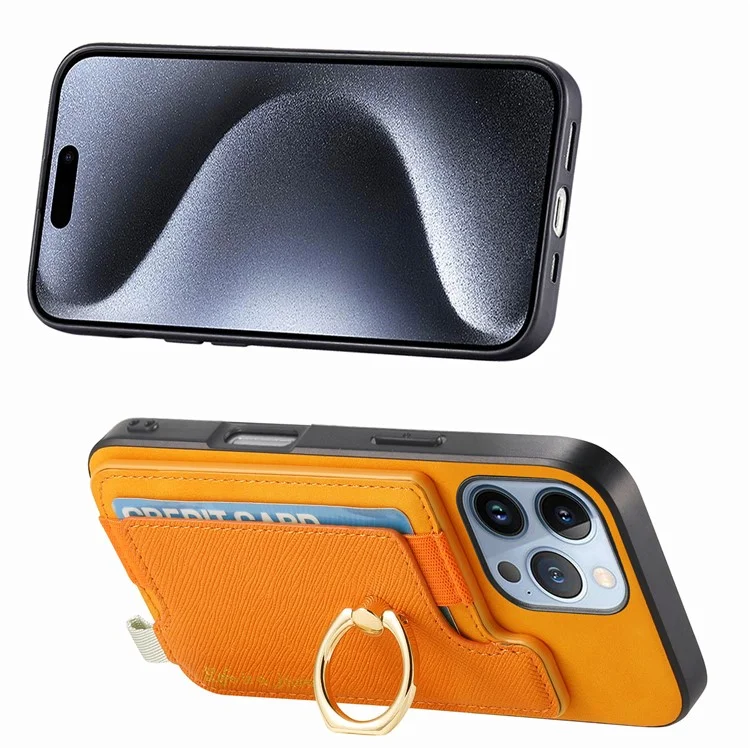 B5 Para Iphone 16 Pro Max Case 2-in-1 Topeador de Tarjeta Magnético Magnético Cuero+cubierta de Teléfono Tpu - Amarillo