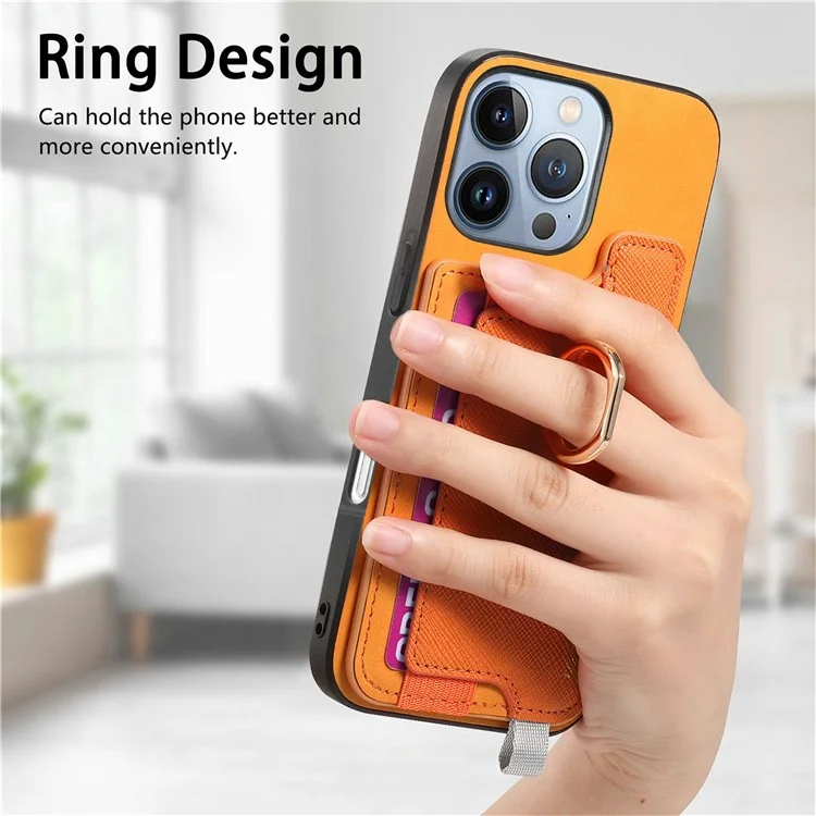 B5 Para Iphone 16 Pro Max Case 2-in-1 Topeador de Tarjeta Magnético Magnético Cuero+cubierta de Teléfono Tpu - Amarillo